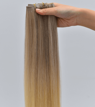 Golden Blonde Mixed Color Straight Halo Hair Extensions