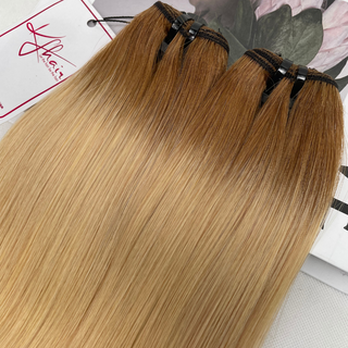 Ombre Light Brown Blonde Color Bone Straight Remy Human Hair Weft KF26