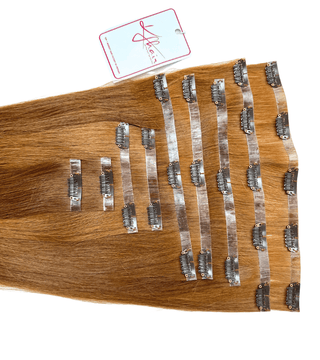 Brown Color Straight Seamless Clip In Hair Extensions