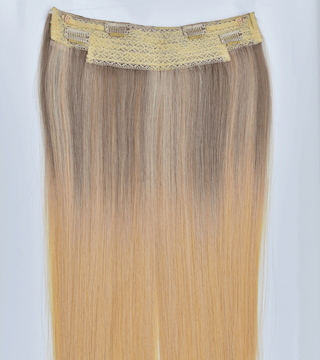 Golden Blonde Mixed Color Straight Halo Hair Extensions