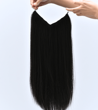 Natural Black Color Straight Halo Hair Extensions