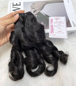 Natural Black Color Curly 6R Remy Human Hair Weft KF46