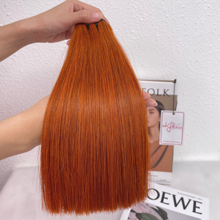 Orange Color Bone Straight Remy Human Hair Weft KF04