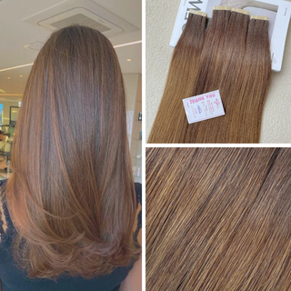Mocha Color Straight Normal Tape In Hair Extensions