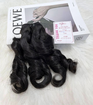 Natural Black Color Curly 6R Remy Human Hair Weft KF46