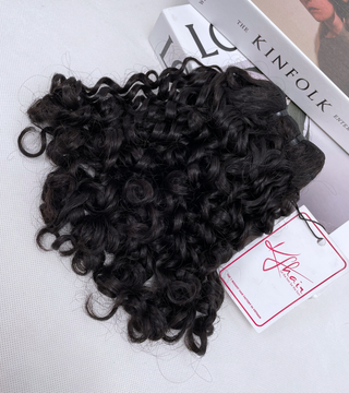 Natural Black Color Pixie Curly Remy Human Hair Weft KF38