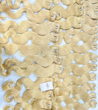 Available Body Wavy Blonde #613 Color Double Drawn Hair Weft
