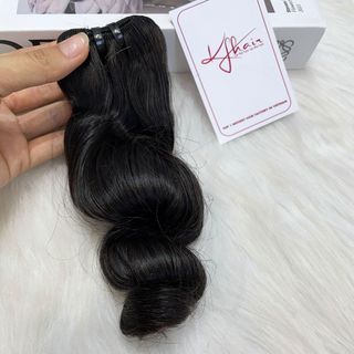 Natural Black Color Loose Curly Remy Human Hair Weft KF44