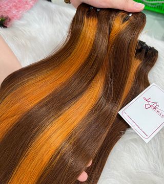 Ready To Ship Bone Straight Piano Orange Color Super Double 30 inches Hair Weft
