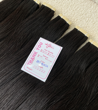 Jet Black Color Straight Normal Tape In Hair Extensions