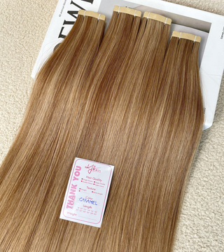 Caramel Color Straight Normal Tape In Hair Extensions