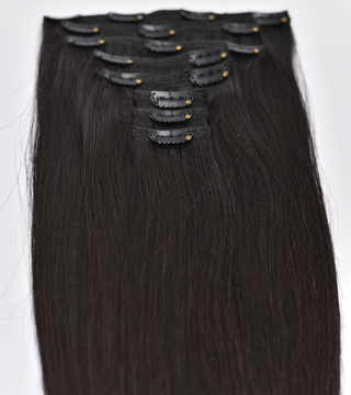 Natural Black Color Straight Clip In Hair Extensions 7pcs/120g