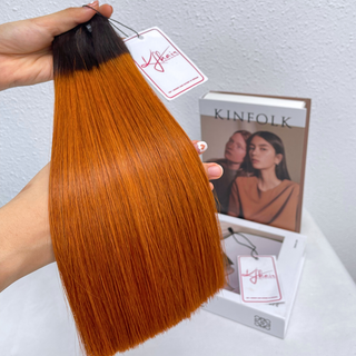 Ombre Orange Color Bone Straight Remy Human Hair Weft KF12