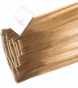 Ash Blonde Mix Platinum Blonde Ombre Color Straight Clip in Hair Extensions 7pcs/120g