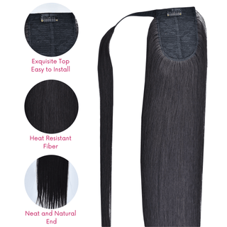 #1 Color Straight Ponytail Hair Extensions