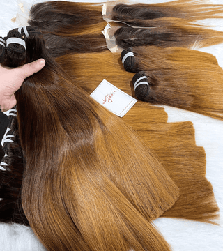 Ready To Ship Bone Straight Ombre 3 Tone Brown Color Super Double Hair Weft