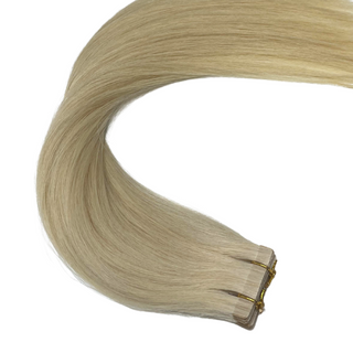 #60 Platinum Blonde Color Straight Normal Tape In Hair Extensions
